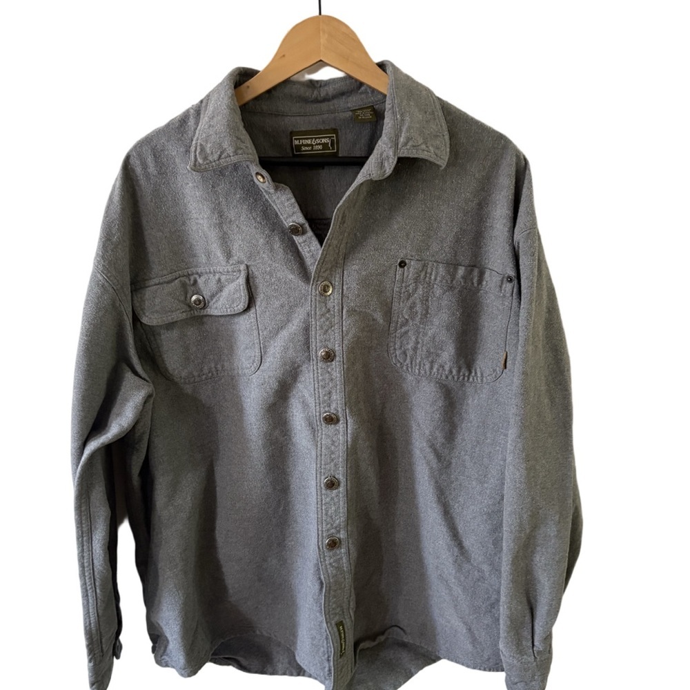 Vintage M. fine & Sons Men's Charcoal Button-Down Shirt